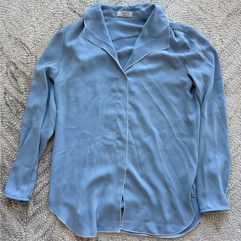 Aritzia Babaton blue blouse